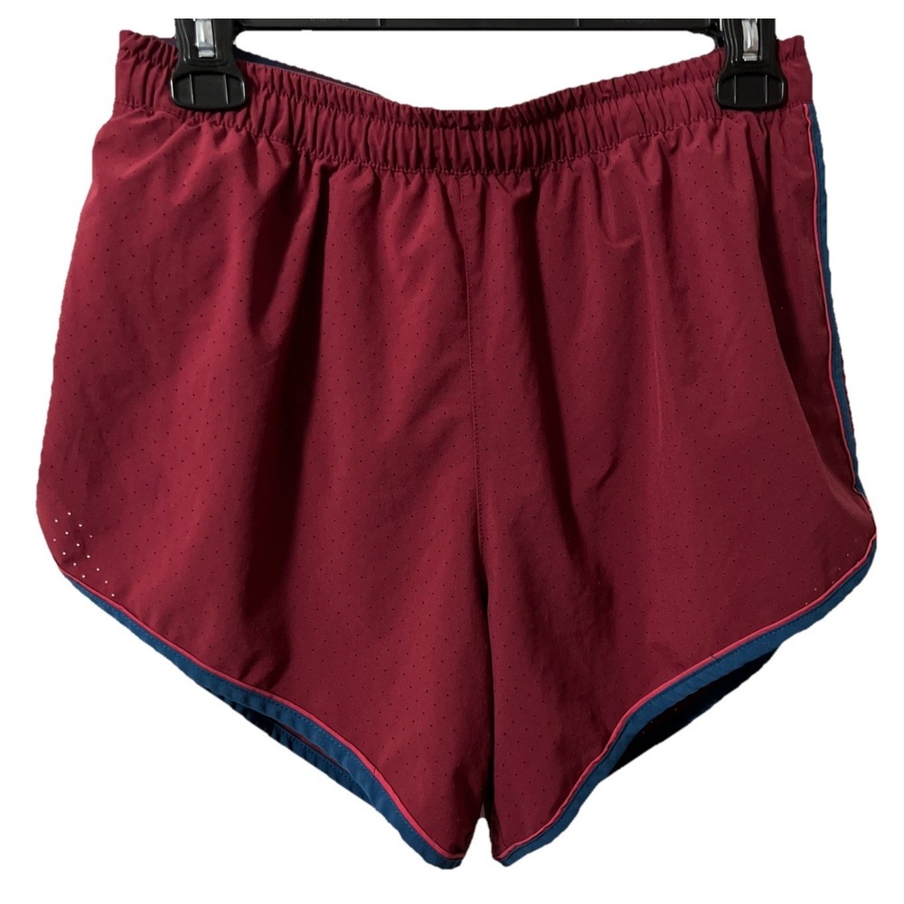 Rabbit Womens Shorts Pull On Drawstring Lined Zip Pocket Athletic Burgundy L